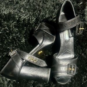 Original Black PRADA Plataform - leather